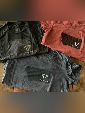 Forloh Montana Graphic T-Shirt Trio - Charcoal, Red, Blue (Women’s L)
